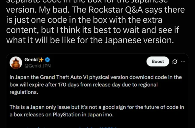 GTA VI physical code in Japan expires 170 days after launch : r/PS5