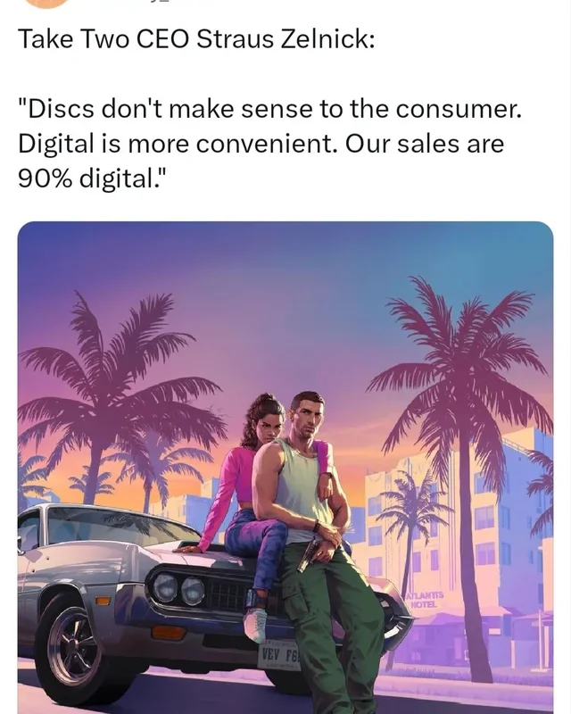 Take-Two CEO Strauss Zelnick on physical discs : r/GTA6