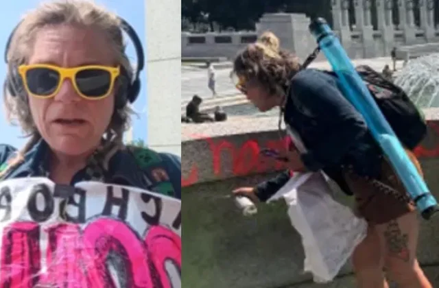 Woman accused of vandalizing WWII Memorial released with restrictions