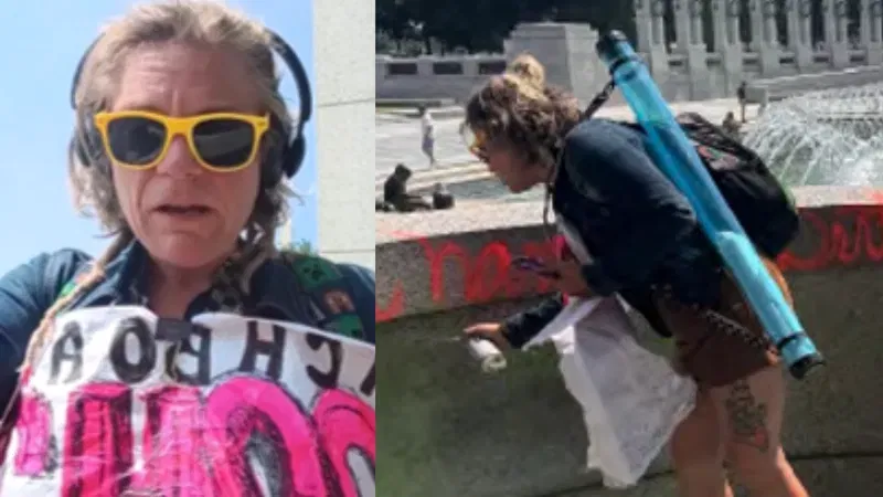 Woman accused of vandalizing WWII Memorial released with restrictions