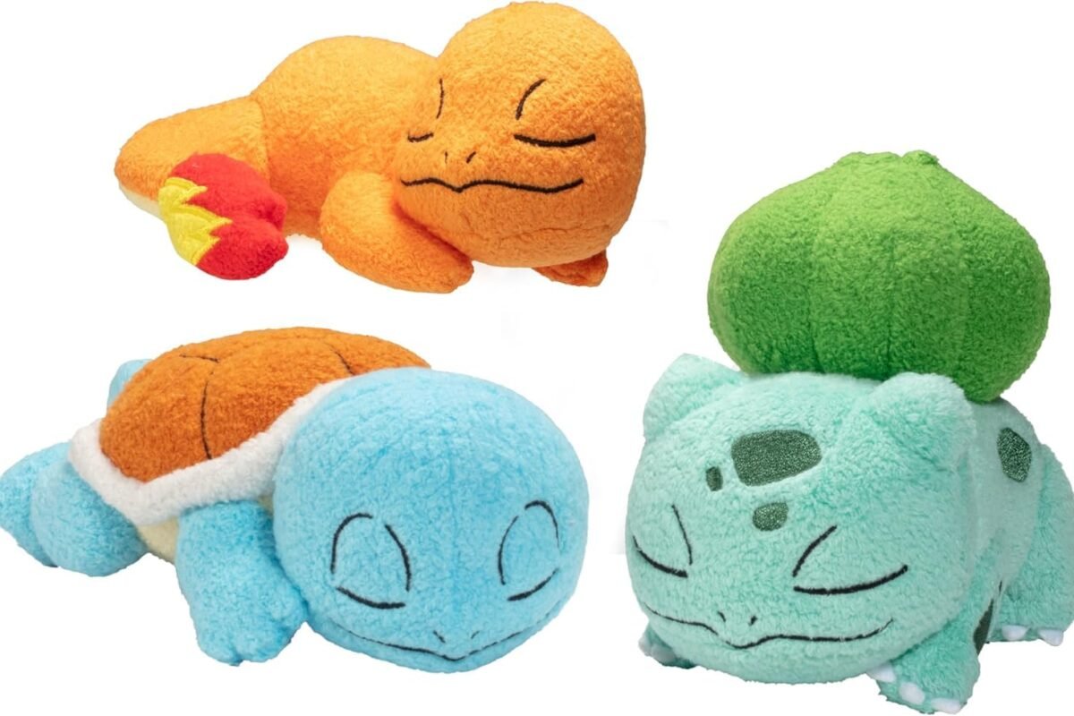 Amazon.com: Pokémon 5" Sleeping Squirtle, Charmander, Bulbasaur Starter Plush 3-Pack - Officially Licensed - Authentic Soft Stuffed Animal Toy Figure Set - Easter Basket Stuffer Gift for Kids, Boys, Girls - 2+ : Toys & Games