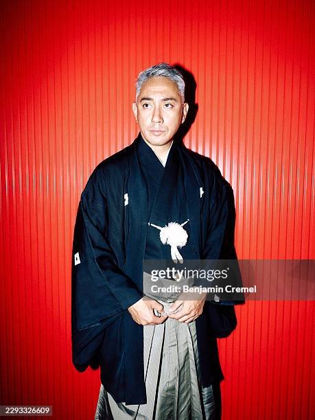 Ichikawa Danjūrō XIII poses during an interview and portraiture... Fotografía de noticias - Getty Images