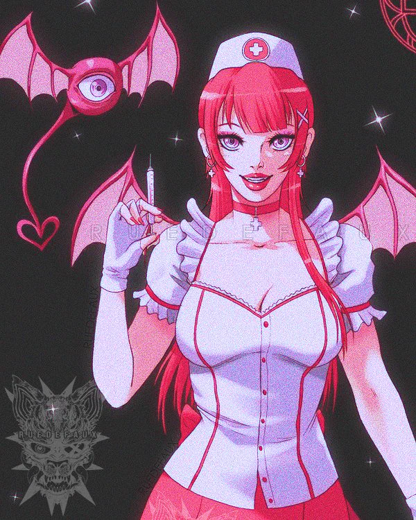 𝐑 𝐔 𝐄 𝐃 𝐄 𝐅 𝐀 𝐔 𝐗】 on X: "✩ Leila ✩ ✦ Succubus nurse ✦ "Well, aren't you a poor, sick, puppy..." ✦ "This is quite a large hospital,
