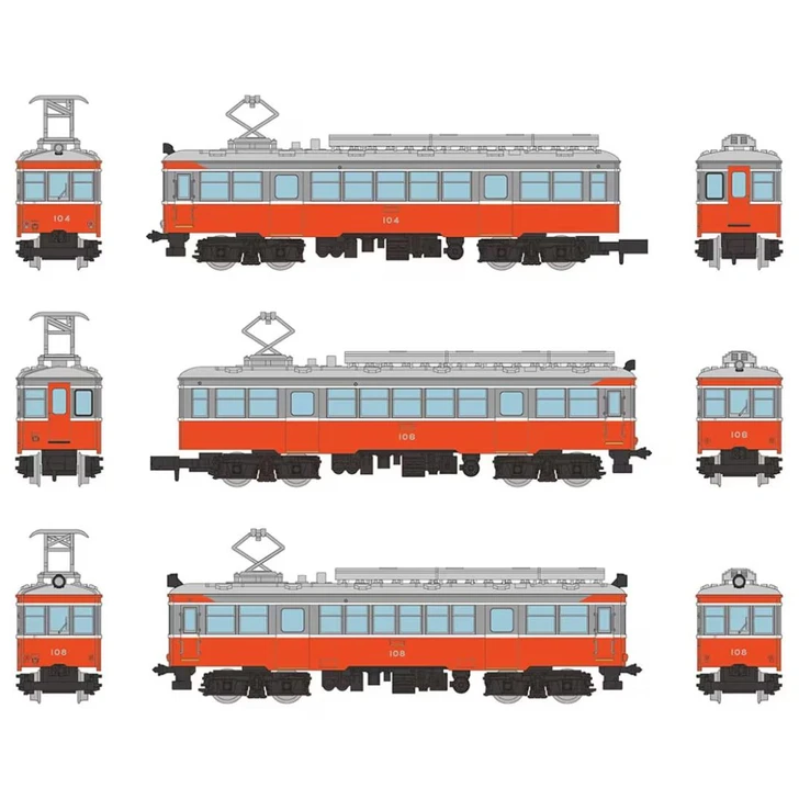 Hakone Tozan Train Type MOHA 1/MOHA 2 (104 + 106 + 108) 3 Cars Set N scale)