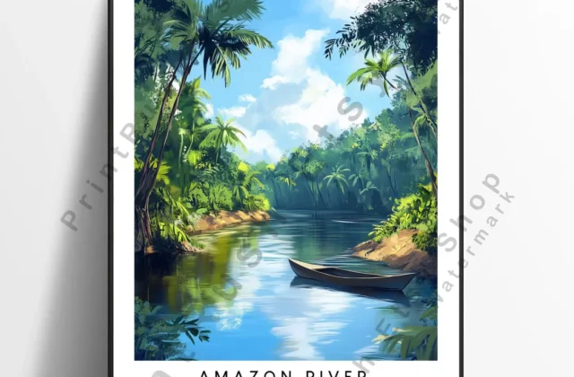 Amazon River Illustration Art Jungle Print South America Wall Decor Amazon River Poster Home Art Amazon River Wall Print Gift - Etsy