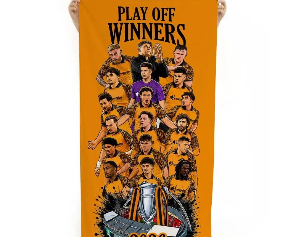 Hull City Play Off Winners 2026 Beach Towel Top Quality Great Gift Unofficial Perfect For Tigers Fans Summer Holidays Printed in The UK