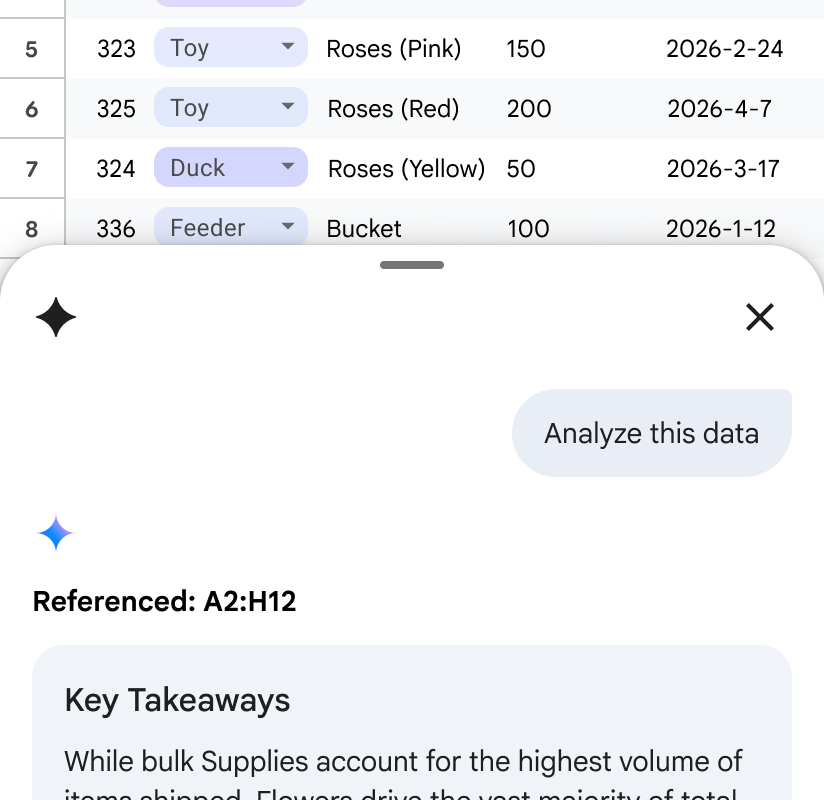 Google Workspace Updates: Gemini in Google Sheets is now available on Android devices
