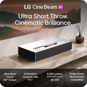 LG CineBeam 4K Ultra Short Throw Projector with Dolby Atmos FlexConnect compatible - HU925V | LG Canada