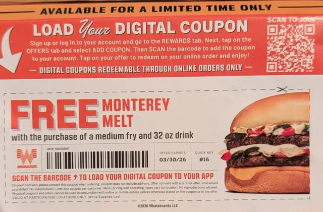 Monterey Melt Coupon : r/Whataburger