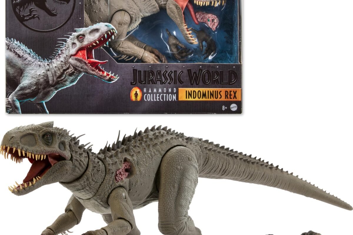 Amazon.com: Mattel Jurassic World Hammond Collection Indominus Rex Dinosaur Figure | Deluxe Articulated Large Size Action Figure, Swappable Claws & Tracking Implant