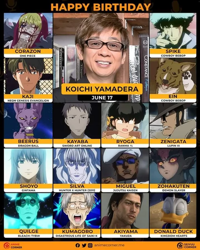 The legendary voice actor Koichi Yamadera celebrates his 63rd birthday today! 🤩 🎉 🎊 : r/KimetsuNoYaiba