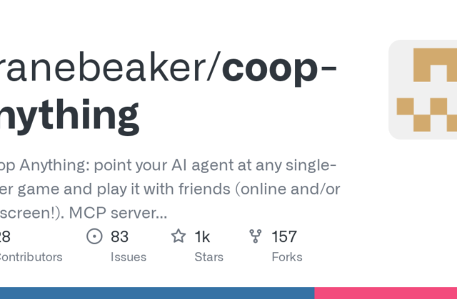 GitHub - cranebeaker/coop-anything: Co-op Anything: point your AI agent at any single-player game and play it with friends (online and/or splitscreen!). MCP server and playbook to let you reverse engineer, fix, test,