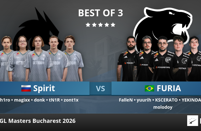 Spirit vs. FURIA at PGL Masters Bucharest 2026 | HLTV.org
