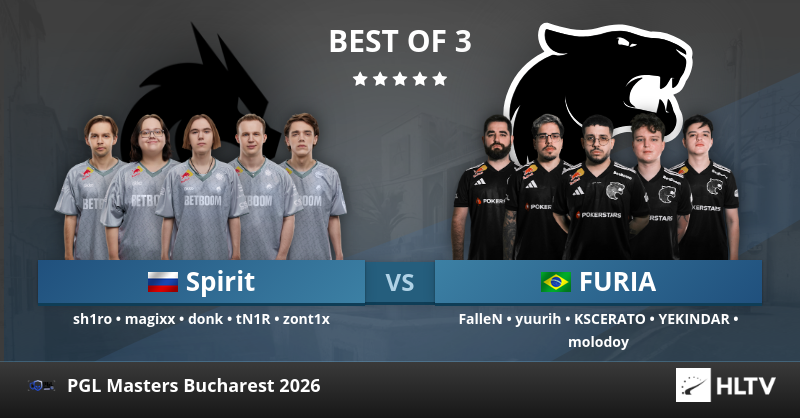 Spirit vs. FURIA at PGL Masters Bucharest 2026 | HLTV.org